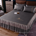 Logo embroidery Double bed skirting set home